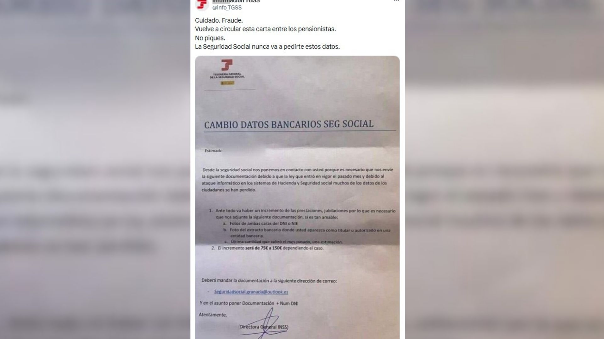 Alerta de la estafa de la seguridad social